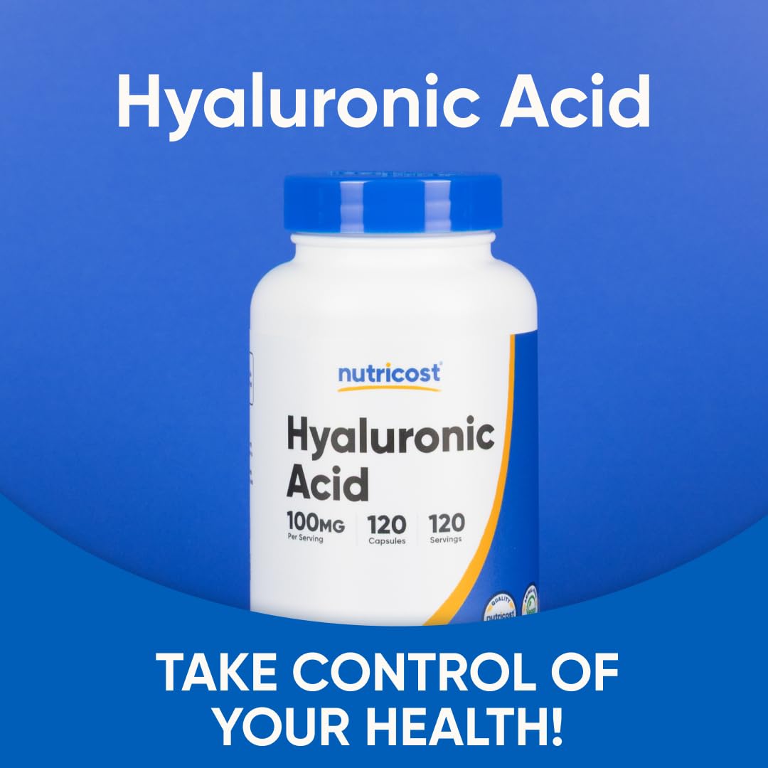 Nutricost Hyaluronic Acid Capsules 100mg,120 Vegetarian Capsules | Gluten-Free & GMO-Free