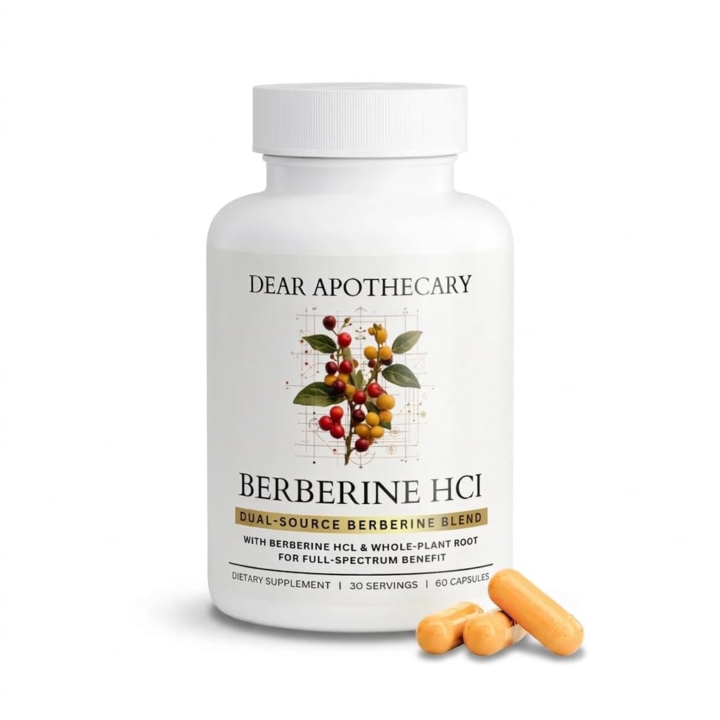 Berberine HCl 1200mg Supplement - Dual Source Bark & Root Extract - Berberis Aristata - USA Grown Botanical Extract - Vegan Non-GMO Gluten-Free Capsules - 60 Count