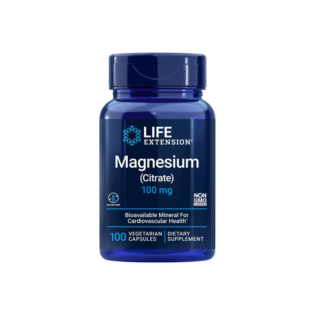 Life Extension Magnesium Citrate 100mg, 180 Vegetarian Capsules | 100 mg of Magnesium Citrate per capsule. Non-GMO, Gluten Free, Vegetarian.