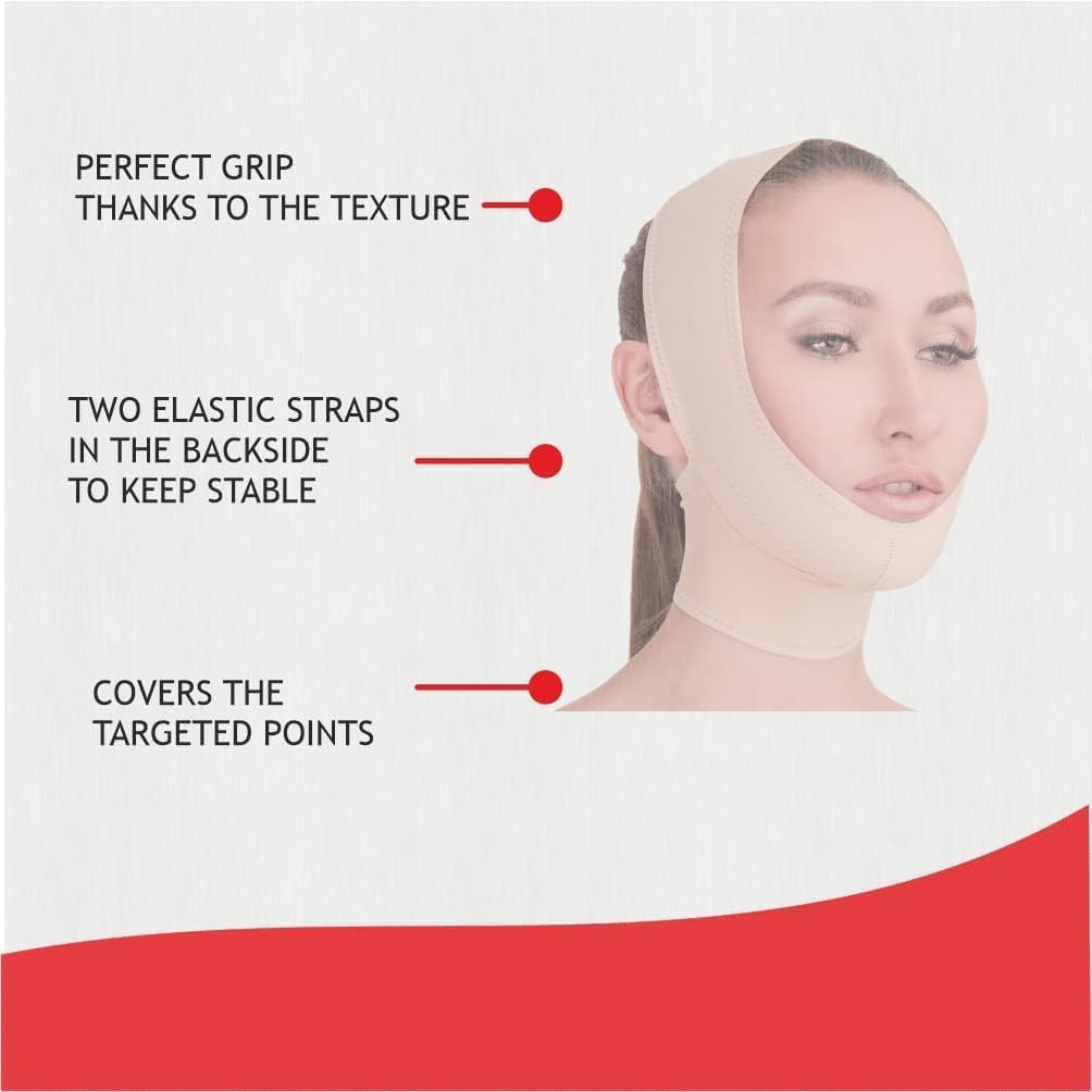 Buy now Post Surgical Chin Strap Bandage for Women - Neck and Chin Compression Garment Wrap - Face Slimmer, Jowl Tightening (M) at indiglob india