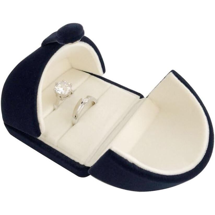Buy now Premium Double Function Navy Luxurious Blue Velvet Pendant Earrings Necklace Gift Box Double Layer Fine Material Modern Elegant (Jewelry is not included) Double Rings at indiglob india