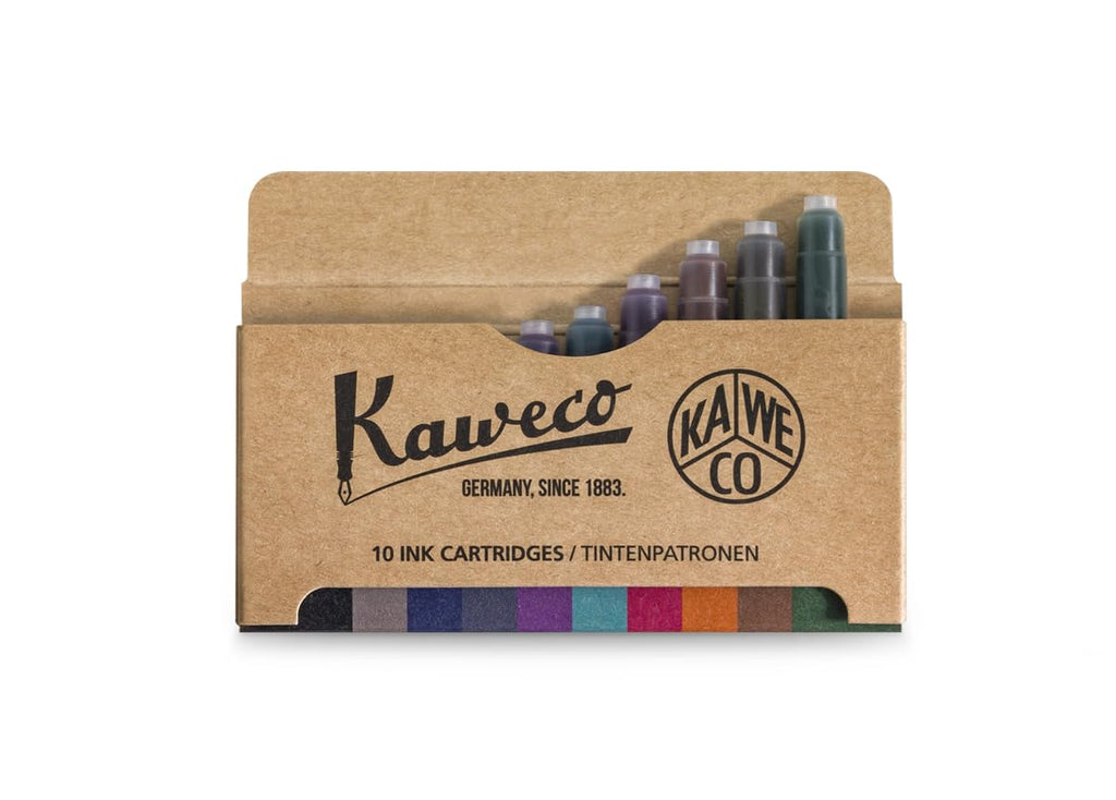 Kaweco Fountain Pen 10-Pack Ink Cartridges in 10 Colours for Cartridge Fountain Pens with Short Standard Cartridges | Set of 10 Fountain Pen Ink Cartridges | Ink Set in Multiple Colours