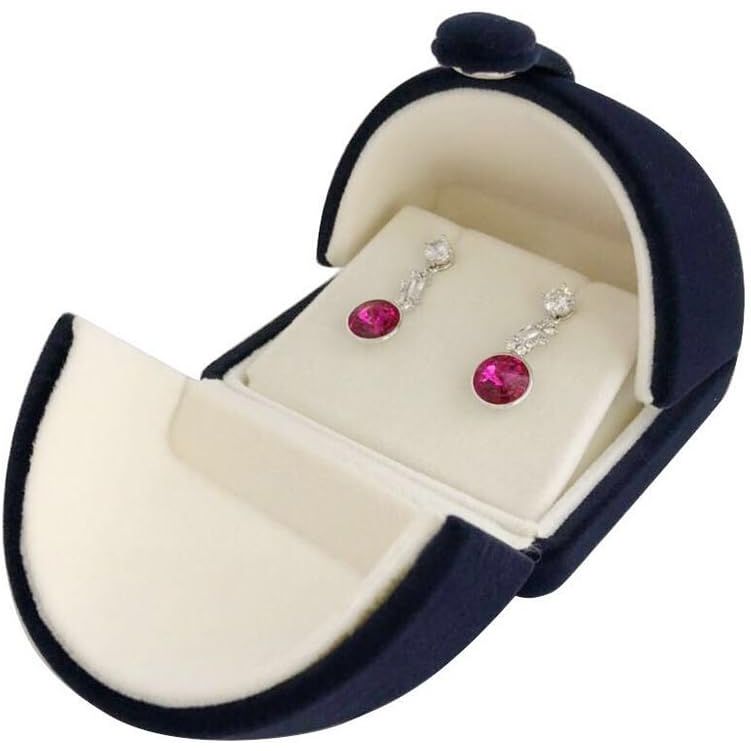 Buy now Premium Double Function Navy Luxurious Blue Velvet Pendant Earrings Necklace Gift Box Double Layer Fine Material Modern Elegant (Jewelry is not included) Earring at indiglob india