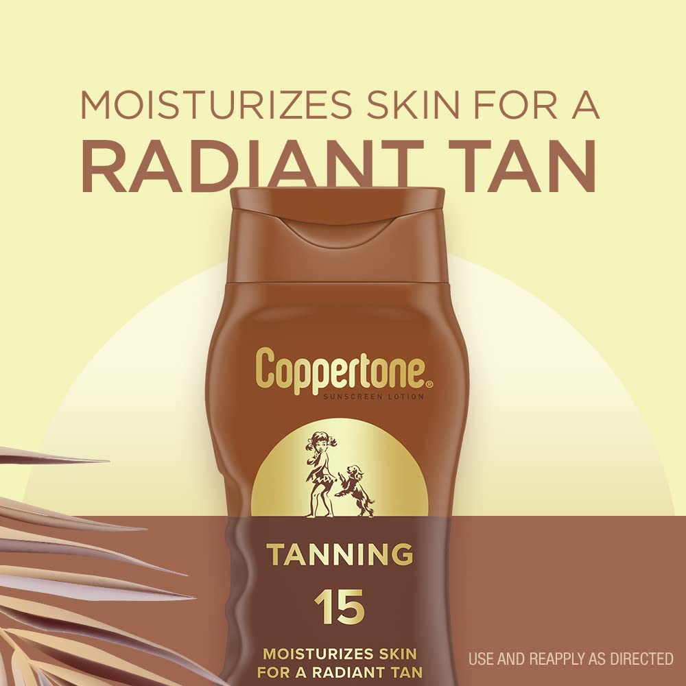 Coppertone Tanning Sunscreen Lotion SPF 8, 8 FL OZ | Sun Tanning Lotion Broad Spectrum SPF 8 with Vitamin E, Water Resistant, PABA, Oxybenzone, Octinoxate and Dye Free