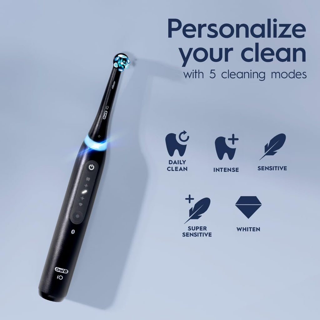 Buy now Oral-B iO Series 5 Ultimate White Rechargeable Electric Toothbrush with Visible Pressure Sensor, 2 Minute Timer, 5 Cleaning Settings, 1 Replacement Toothbrush Heads, and Travel Case, White at indiglob india