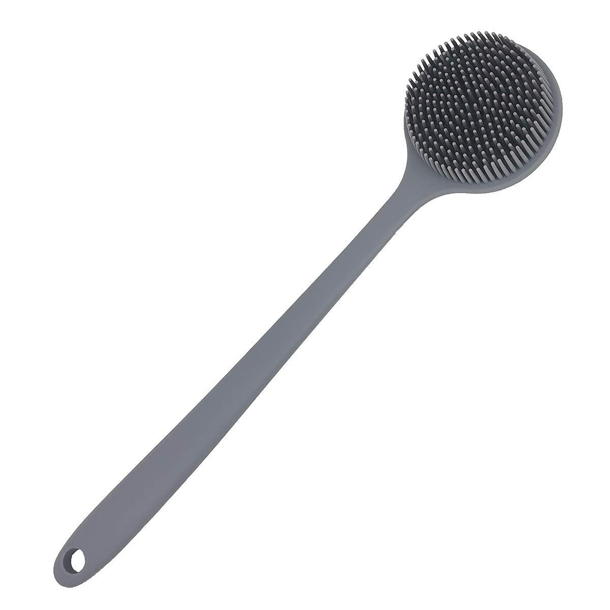 Buy now DNC Back Scrubber for Shower Soft Silicone Bath Body Brush with Long Handle (Black) Gray at indiglob india