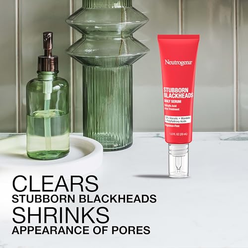Buy now Neutrogena Stubborn Blackheads Daily Acne Facial Serum with Salicylic, Glycolic, Polyhydroxy & Mandelic Acids, Oil-Free Face Serum for Acne-Prone Skin to Help Clear Clogged Pores, 1 fl. oz at indiglob india