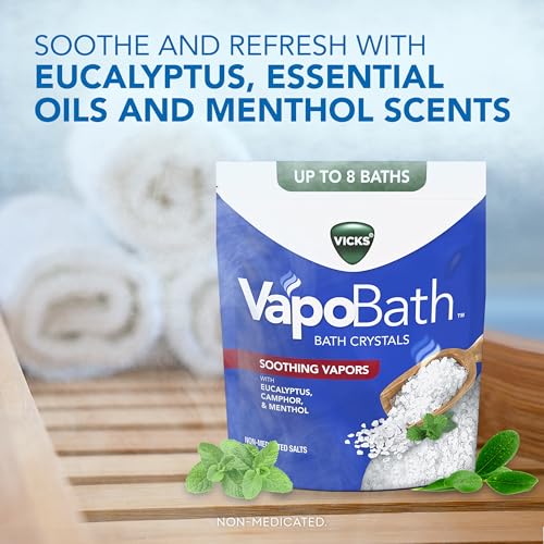 Buy now Vicks VapoBath, Bath Crystals, Soothing Non-Medicated Vicks Vapors, Refreshing Aromatherapy with Eucalyptus, Menthol, and Essential Oils, Bath Salts, 24oz at indiglob india