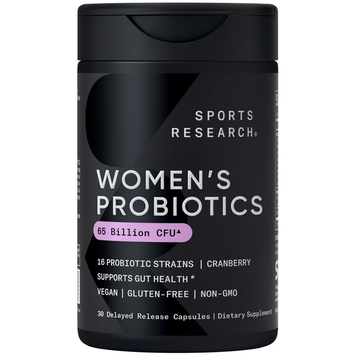 Sports Research® Women's Probiotics 65 Billion CFU w/Prebiotics, 30 Count | Gut Health & Digestive Support, Probiotics for Women w/ Cranberry, Vegan Certified, Non-GMO, Gluten-Free, 30 Servings