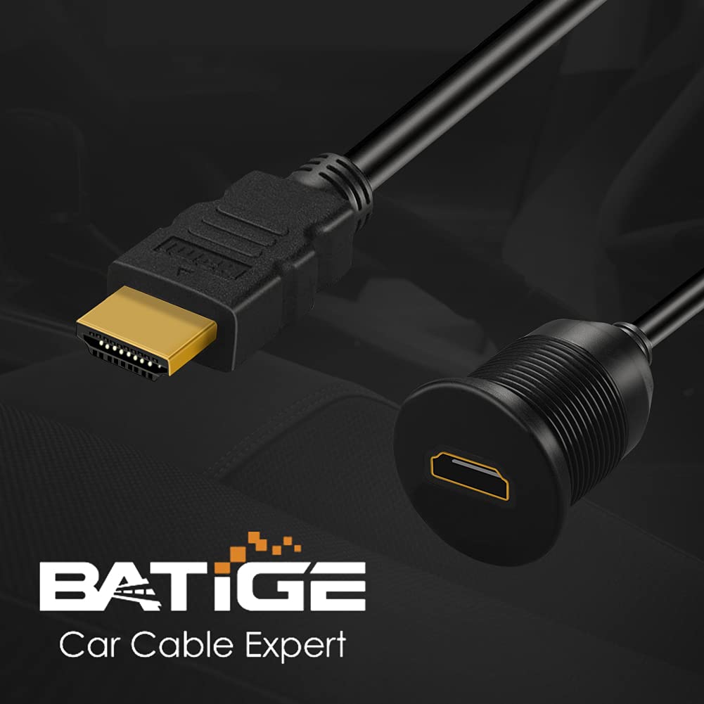 Buy now BATIGE HDMI Male to Female Car Mount Flush Extension Cable Truck Boat Motorcycle Dashboard Flush Mount with Mounting Panel - 3ft at indiglob india