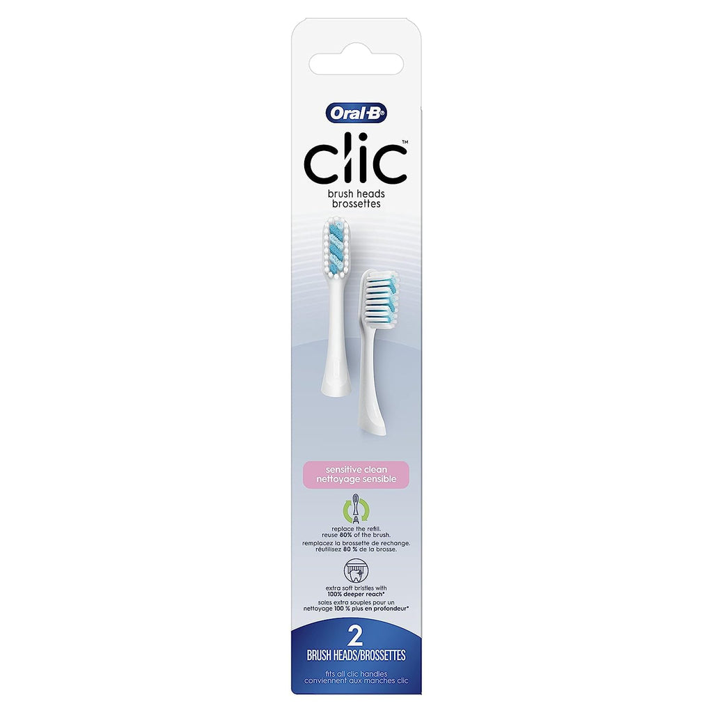 Buy now Oral-B Clic Toothbrush Sensitive Clean Replacement Brush Heads, White, 2 Count (Pack of 3) at indiglob india