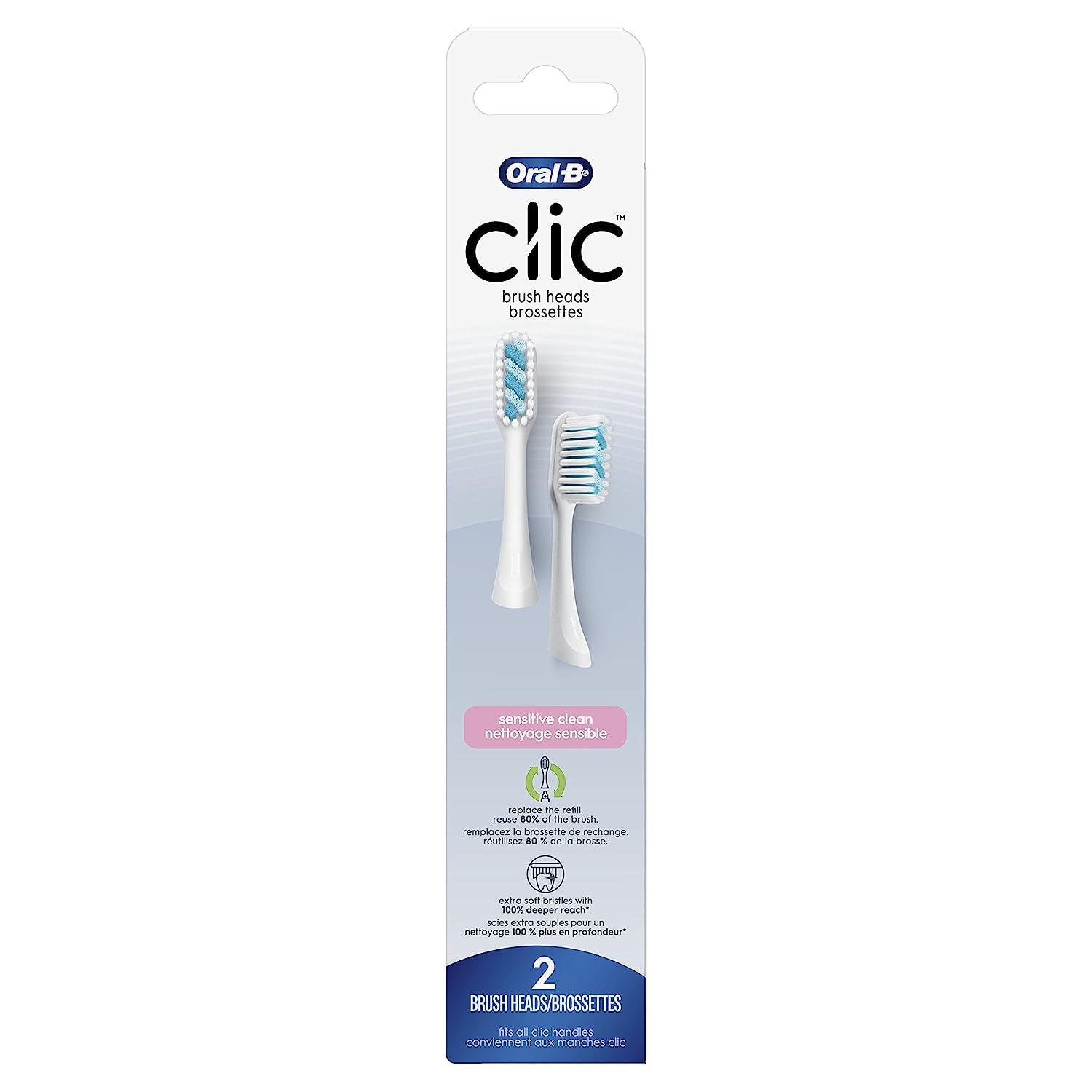 Buy now Oral-B Clic Toothbrush Sensitive Clean Replacement Brush Heads, White, 2 Count (Pack of 3) at indiglob india