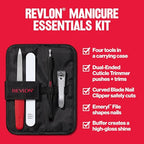 Buy now Revlon Manicure Essentials Kit with Travel Case, Nail Care Set with Dual Ended Cuticle Trimmer, Curved Blade Clippers, Compact Emeryl File & Buffer (Pack of 1) at indiglob india