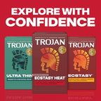 Buy now Trojan Ecstasy Heat Latex Lubricated Ribbed Condoms for Men with Warming Lubricant for a Heightened Experience, Helps Reduce Risk of Pregnancy and Sexually Transmitted Infections (STIs), 10 Count at indiglob india