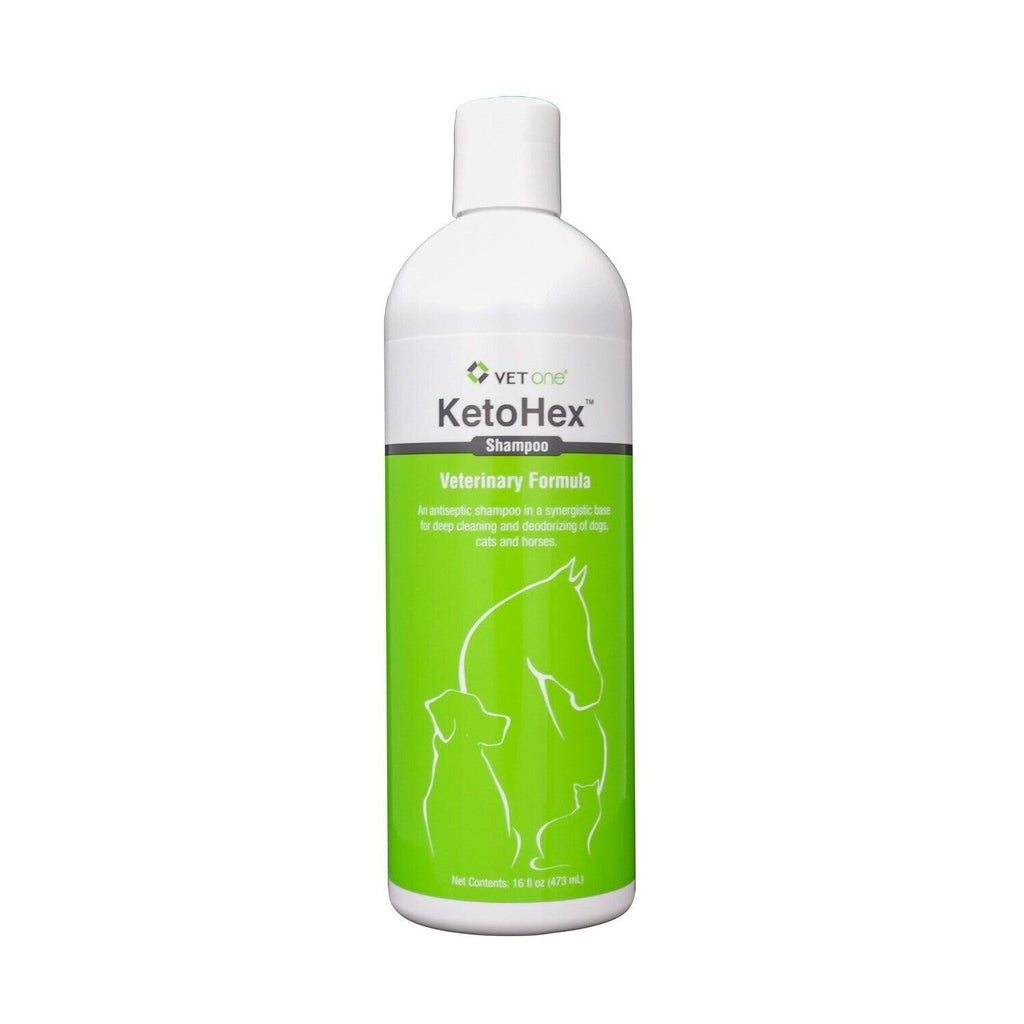 KetoHex Cat and Dog Shampoo - 16 oz Anti Bacterial Cat & Dog Flea And Tick Treatment, For Sensitive Skin Infections & Lesions, Protects & Moisturizes, Antifungal Treatment For Dogs & Cats - VetOne