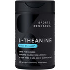 Sports Research® L-Theanine 200mg with Suntheanine®, 60 Softgels | Double Strength Relaxation, Focus & Mood Support - Made w/ Organic Coconut Oil | Non-GMO, Gluten-Free, 60 Servings