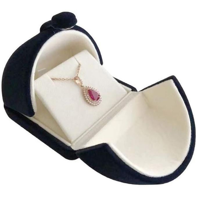 Buy now Premium Double Function Navy Luxurious Blue Velvet Pendant Earrings Necklace Gift Box Double Layer Fine Material Modern Elegant (Jewelry is not included) Single Necklace at indiglob india