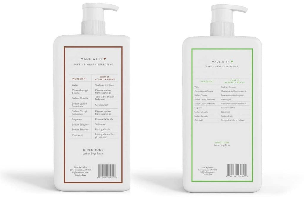 Buy now Native Body Wash | Coconut & Vanilla, Cucumber & Mint - 36 oz bottle with pump - Pack of 2 at indiglob india