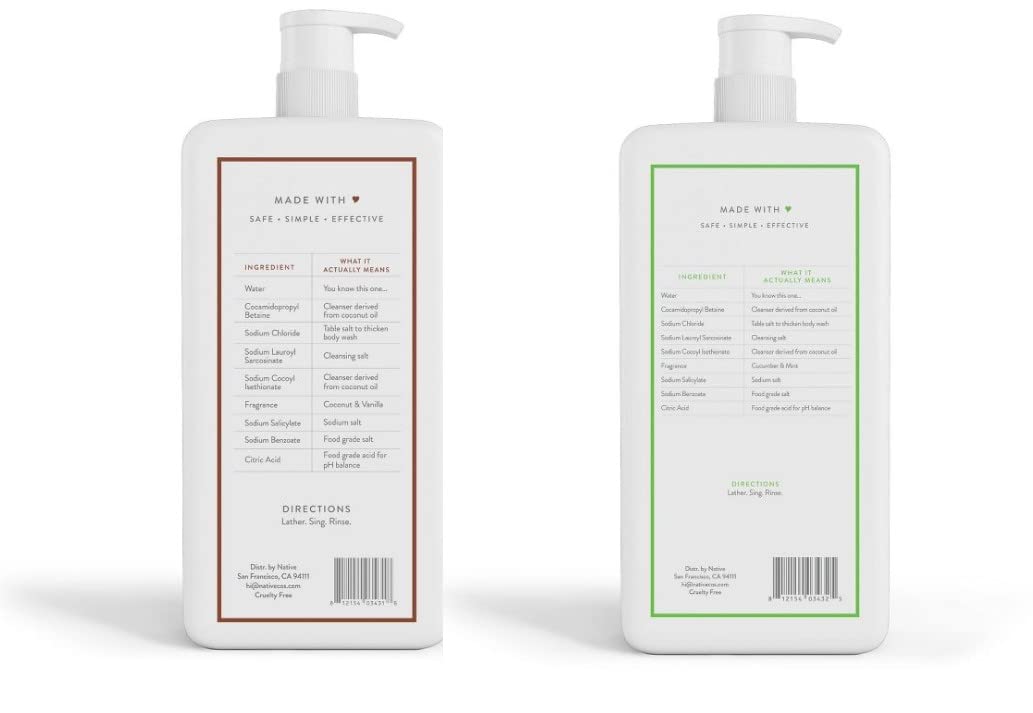 Buy now Native Body Wash | Coconut & Vanilla, Cucumber & Mint - 36 oz bottle with pump - Pack of 2 at indiglob india
