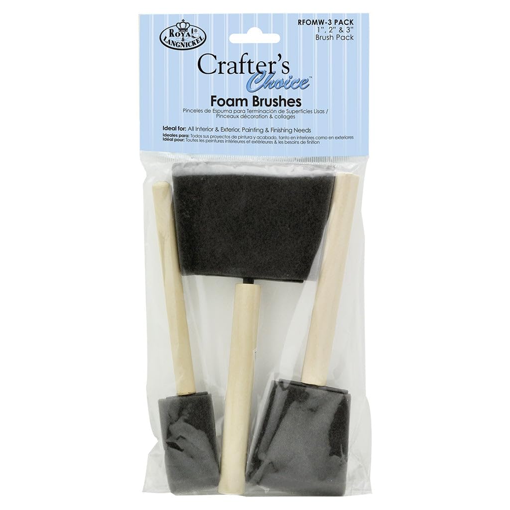 ROYAL BRUSH RFOMW-3P Foam Brush, 3-Pack Darkassorted, 1", 2" & 3"