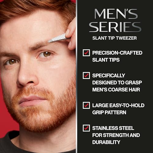 Buy now Revlon Slanted Tip Tweezers for Men, Ultra-Sharp for Precision Eyebrow Shaping and Facial Hair Removal, Larger Non-Slip Grip, Stainless Steel, 1 count at indiglob india