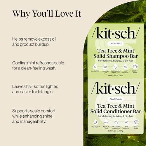 Buy now Kitsch Clarifying Tea Tree Shampoo and Conditioner Set â€“ Shampoo & Conditioner Bar for Women and Men, Scalp & Oil Control Hair Care â€“ Free of Paraben, Sulfate & Silicone â€“ Made in USA - 2 pcs at indiglob india
