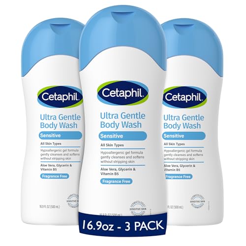 Buy now Cetaphil Ultra Gentle Body Wash, For Dry to Normal, Sensitive Skin, 16.9oz Pack of 3, Aloe Vera, Vitamin B5, Hypoallergenic, Paraben Free, Fragrance Free, Dermatologist Tested at indiglob india