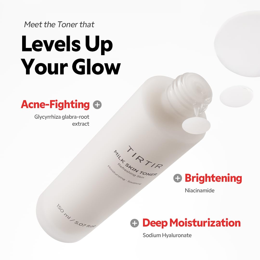TIRTIR Milk Skin Rice Toner - Deep Moisturizing, Hydrating and Refreshing for face, Niacinamide, Ceramide, Rice Bran Extract, Nature-Oriented Ingredients, Korean Skin Care, Vegan, 150ml / 5.07 fl.oz.