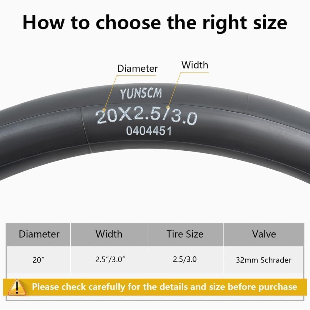 2-PCS 20x3 Heavy Duty E-Bike Tubes 20X2.50 20X2.60 20X3.0 AV32mm