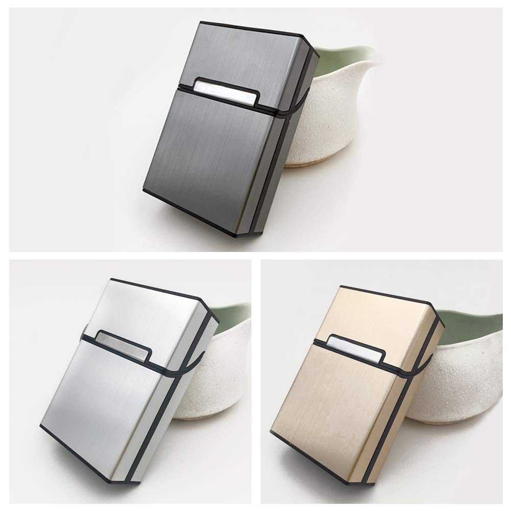 Buy now 3 Pcs Metal Cigarette Box/Case (20 Capacities) - Cigarette Cigar Protective Cover Box - Brushed Aluminum Cigarette Case, Hard Box with Solid Magnetic Flip Top Closure (3 Colors, for Men) at indiglob india