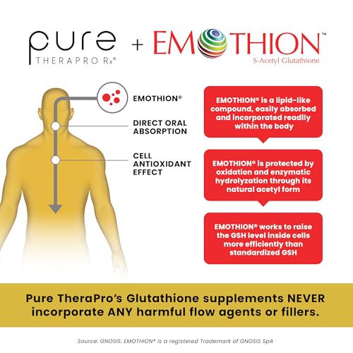 Buy now Pure Therapro Rx S-Acetyl Glutathione Gold 100mg, Made in USA - 4 Month Supply | Acid Resistant Capsules | Patented Acetylated Form of Glutathione | Zero Fillers, Pharmaceutical Grade, Non GMO at indiglob india