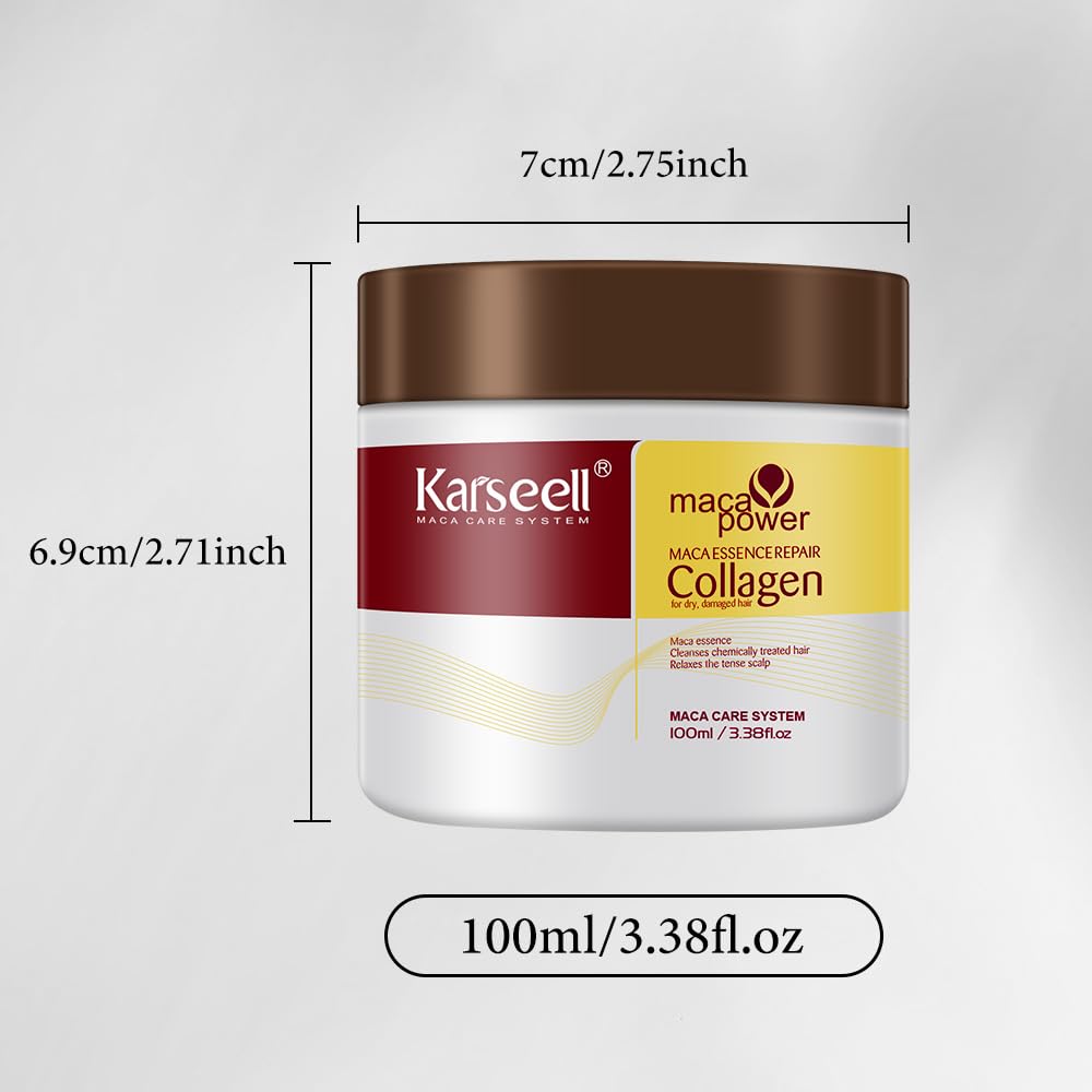 Karseell Collagen Hair Treatment for Dry Damaged Hair, 3.38floz | Deep Repair Conditioning Argan Oil Collagen Hair Mask Essence All Hair Types