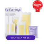 Flamingo Wax Strips for Body Hair Removal, Women's Body Wax Kit, Pack of 2- Contains 56 Body Wax Strips and 12 Post Wax Cloths
