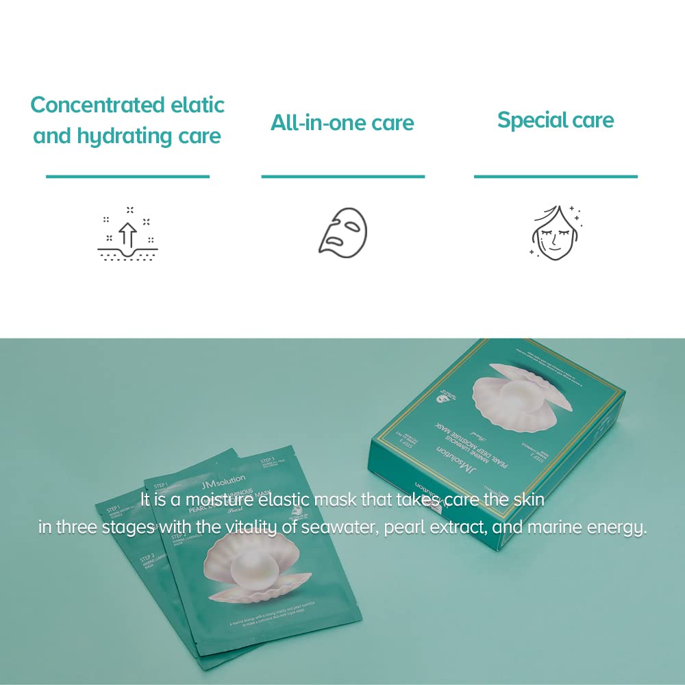 Buy now JMsolution Marine Luminous Pearl Deep Moisture 3 Step Skin Care Face Mask - Korean Skincare Facial Mask - boosting Brightening Moisturizing-10 Sheets for Dry Skin at indiglob india
