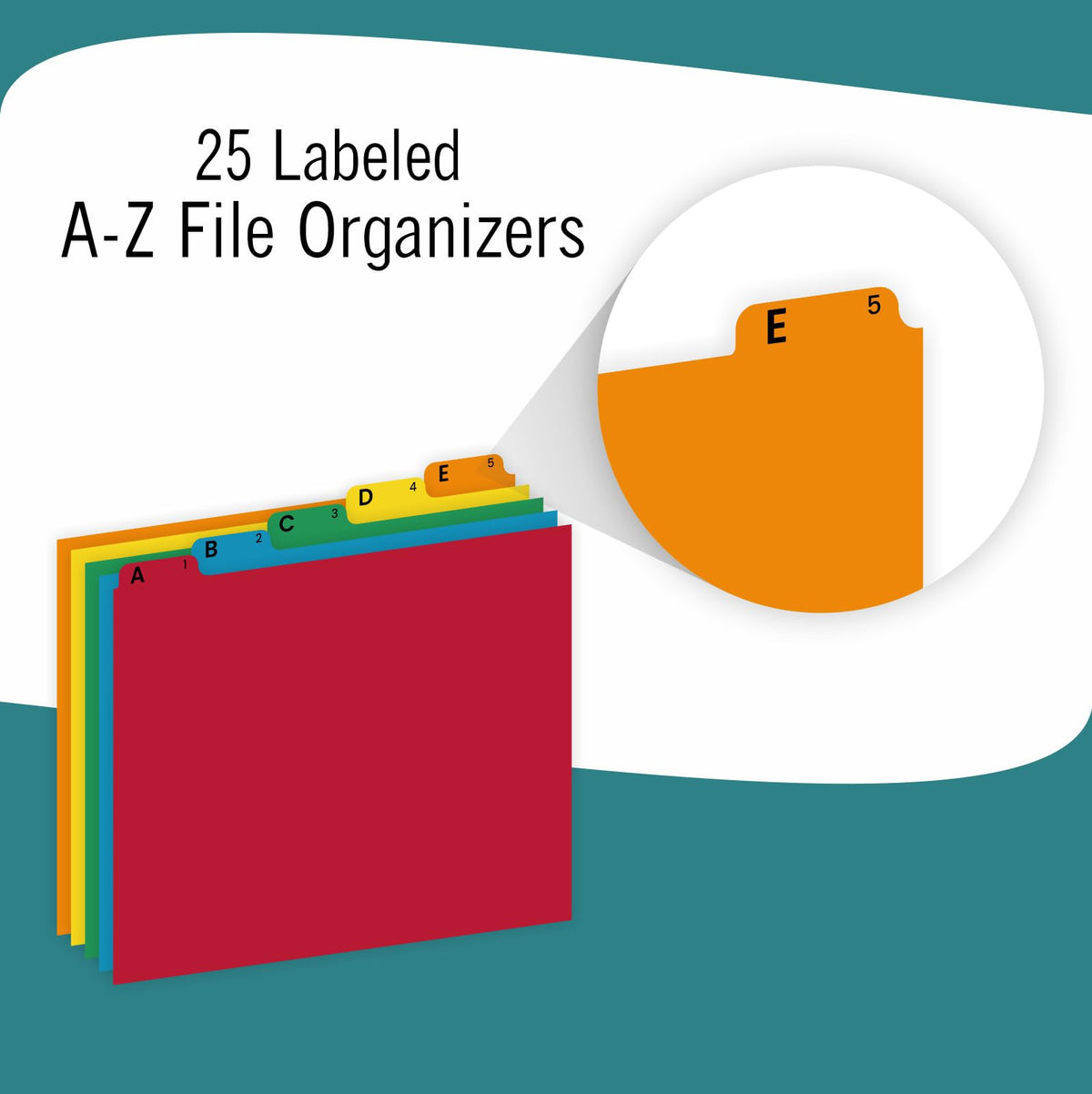 EXTRIC Alphabetical File Organizer 25 File Cabinet Dividers A-Z, 5 Colors