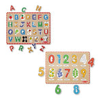 Buy now Melissa & Doug Wooden Lift & See Peg Puzzle Early Learning 2-Pack for Girls and Boys ƒ?? Alphabet, Numbers at indiglob india