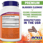 Buy now NOW Foods Mannose Cranberry, 120 Capsules (Pack of 2) - with PAC - 450mg dMannose, 250mg Whole Cranberry - Urinary Tract Health* - Vegan Friendly Supplement, Non-GMO at indiglob india