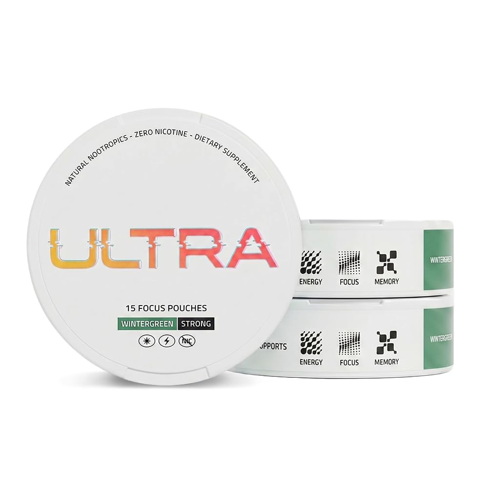 Ultra Focus Pouches (Variety Pack, 3 Cans) Nicotine and Caffeine Free | Nootropic, Enfinity Paraxanthine, Vitamin B6 + B12, L-Theanine, Alpha-GPC, Ginseng, Plant-Based Energy Pouches