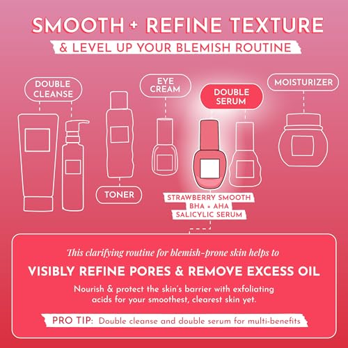 Buy now Glow Recipe Strawberry Smoothing Salicylic Acid Serum - Blemish Clarifying Skin Care, AHA BHA Exfoliant + Pore Minimizer + Plumping Hyaluronic Acid + Brightening Allantoin - Korean Face Serum, 30ml at indiglob india