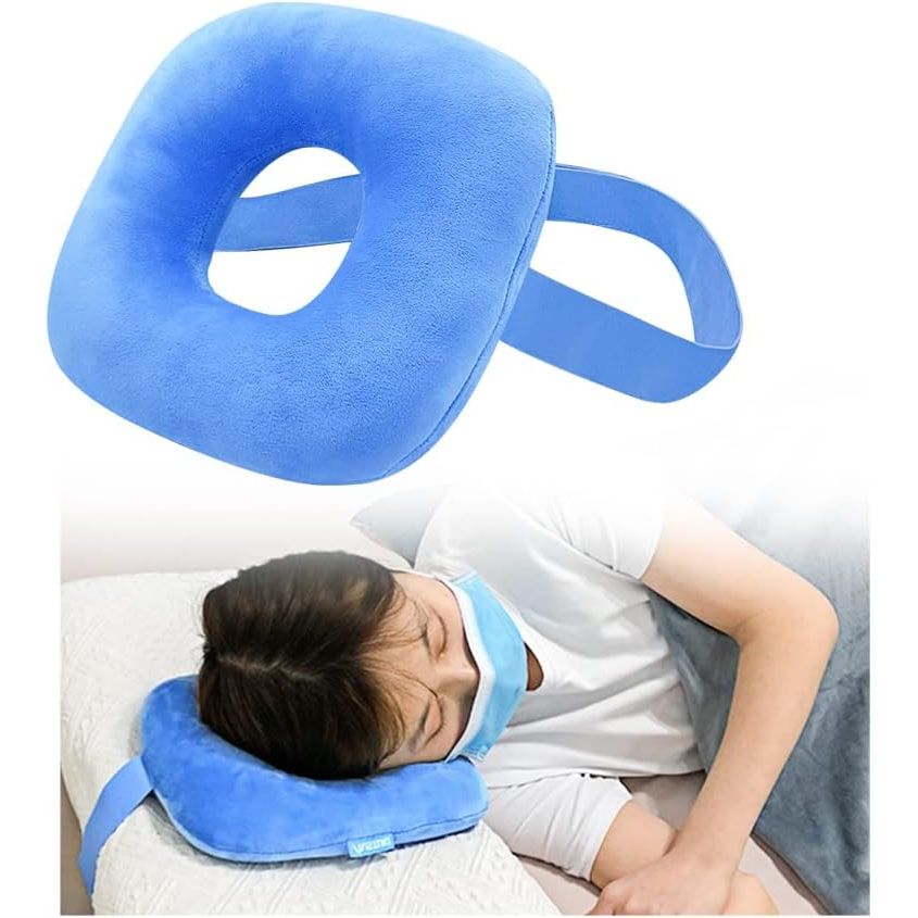 Buy now Ear Piercing Pillow for Side Sleeping Ear Pillows with Holes for Ear Pain Pressure Sore Relief Earring Cnh Nflammation Surgery Guard Pillow Headphone Sleepers Donut Cushion Adjustable Filling Blue With a Strap at indiglob india