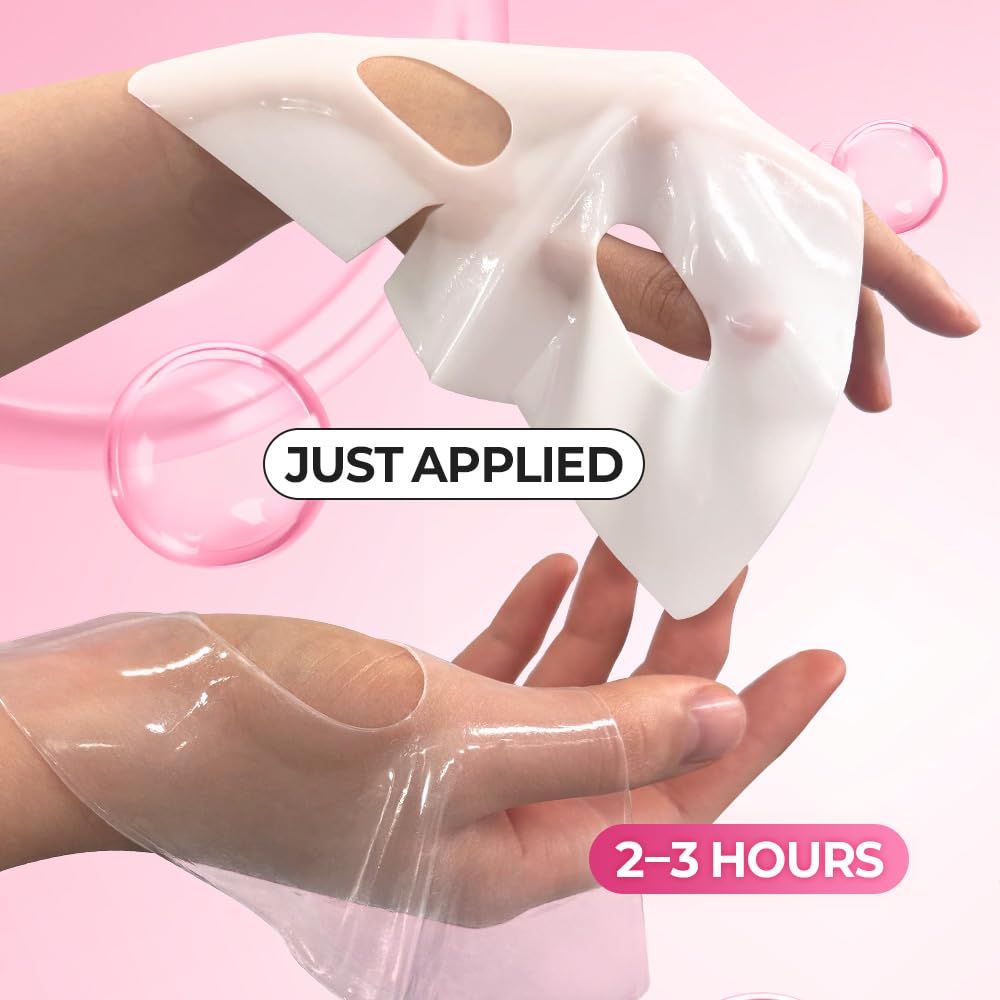 Collagen Hydrogel Face Mask, Pack of 4, 34g Each | Hydrolyzed Collagen, Hyaluronic Acid, Niacinamide & Peptides, Deep Hydration, Smooth Skin