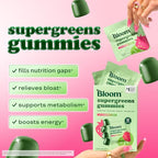 Buy now Bloom Super Greens Gummies, Daily Greens Superfood Fiber Gummies with Fruits, Vegetables, Vitamins & Minerals for Digestive & Gut Health, Bloating Support, Strawberry Kiwi, 12 Servings (48 Total) at indiglob india