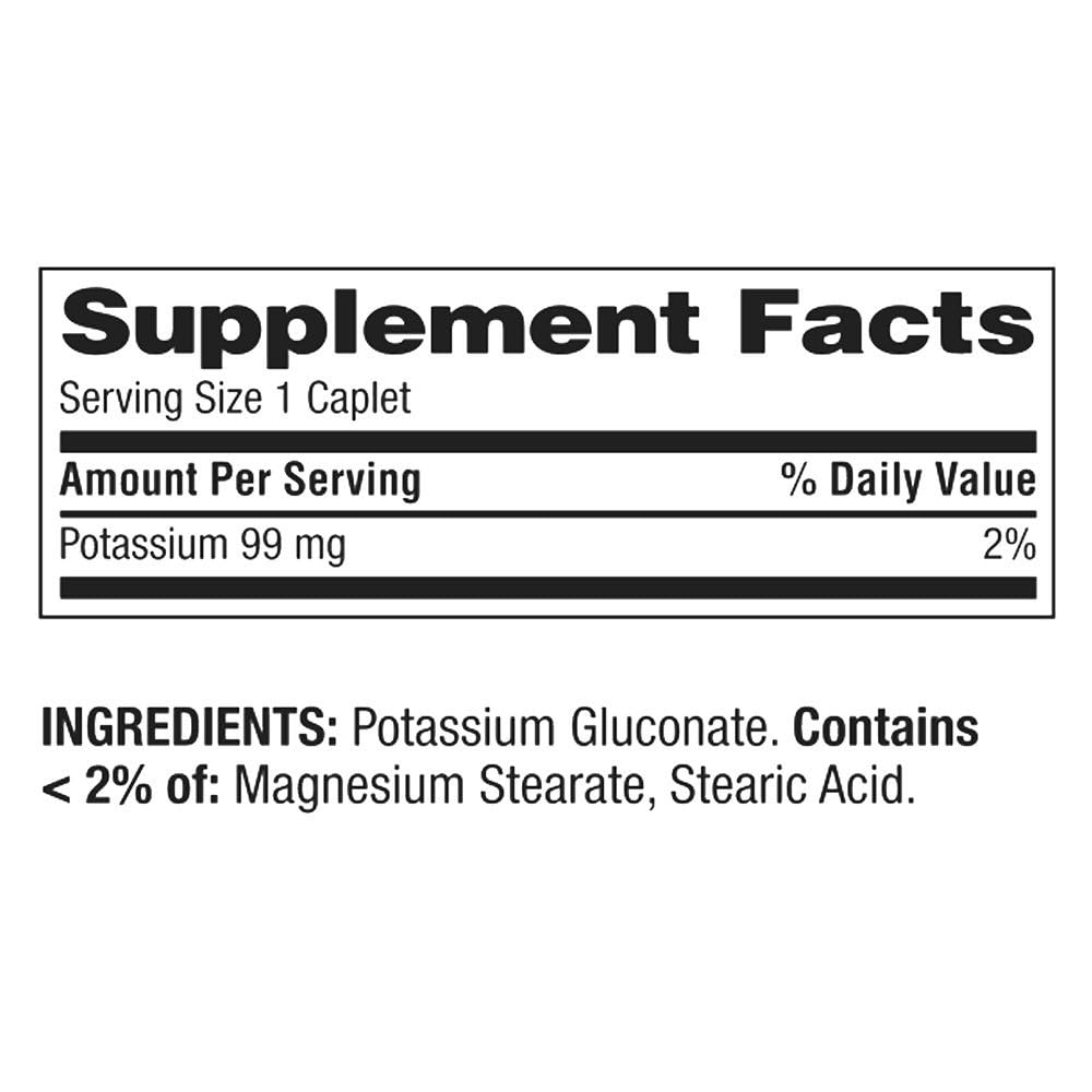 ikj Potassium Caplets Dietary Supplement Value Size, 99 Mg, 500 Count