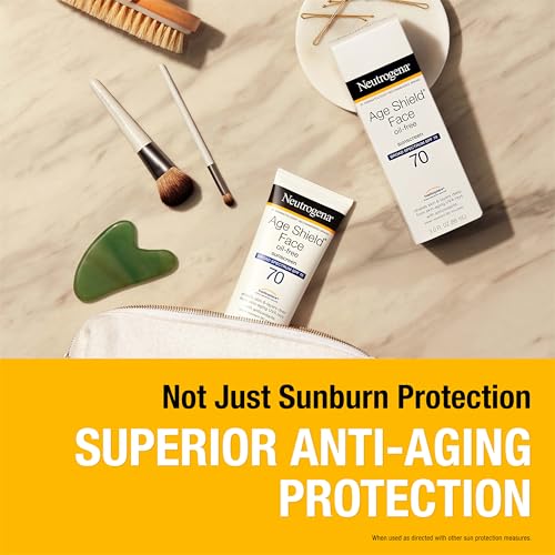 Buy now Neutrogena Age Shield Face Oil-Free Sunscreen Lotion with Broad Spectrum SPF 70, Non-Comedogenic Moisturizing Sunscreen to Help Prevent Signs of Aging, PABA-Free, 3 fl. oz. at indiglob india