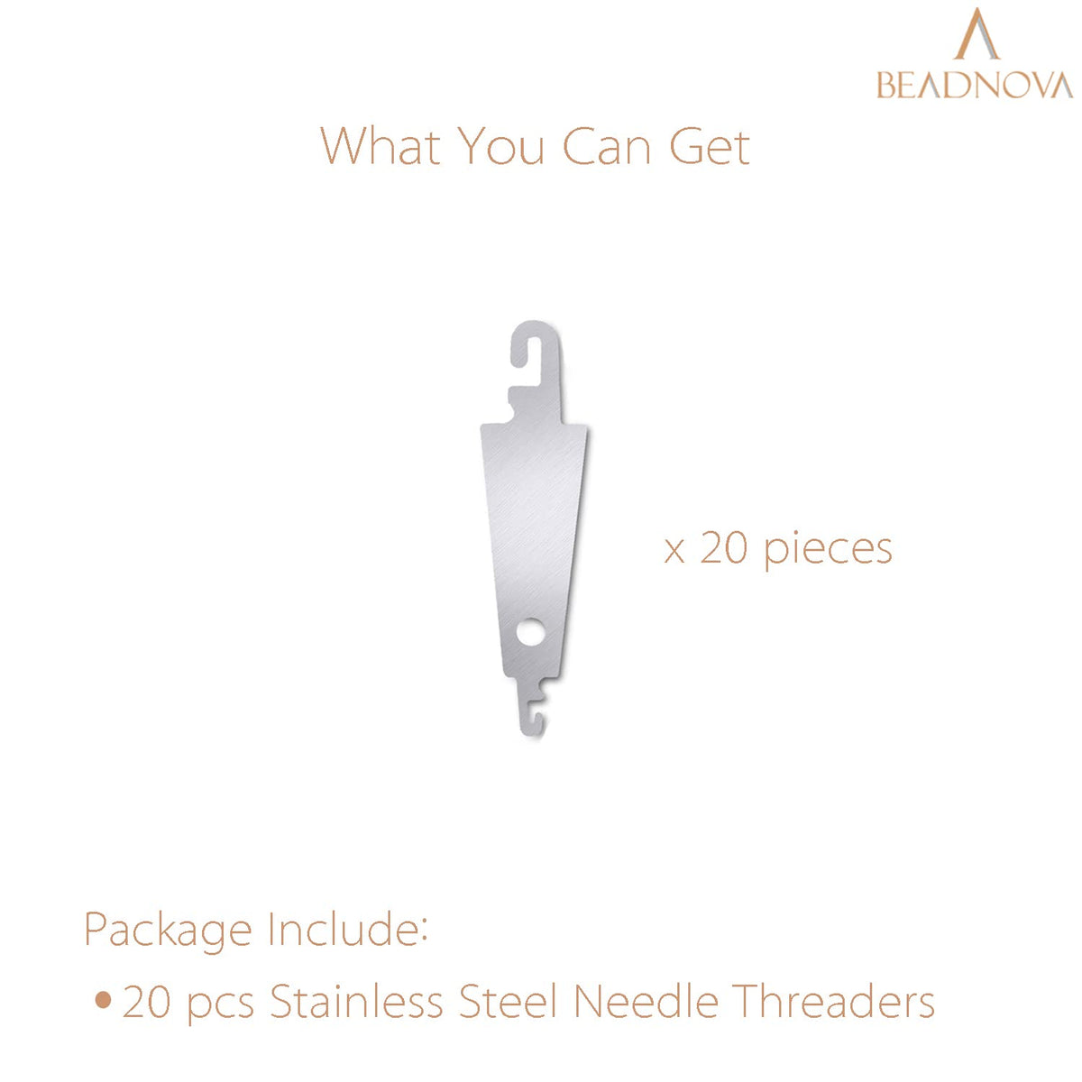 BEADNOVA Needle Threaders 20pcs Stainless Steel Sewing Needle Threader for Hand Sewing Large Eye Cross Stitch Embroidery Craft Knitting Quilting