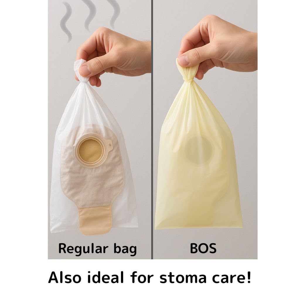 BOS, Odor-Locking Incontinence Disposal Bags, Made in Japan, Unscented Smell Blocking Technology [Small, 90 Count]