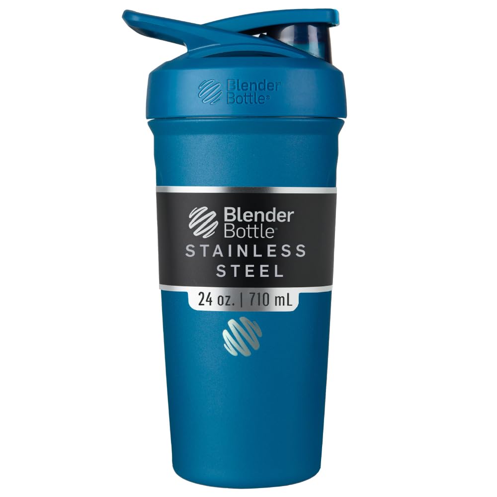 Buy now BlenderBottle Strada Shaker Cup Insulated Stainless Steel Water Bottle with Wire Whisk, 24-Ounce, Black at indiglob india