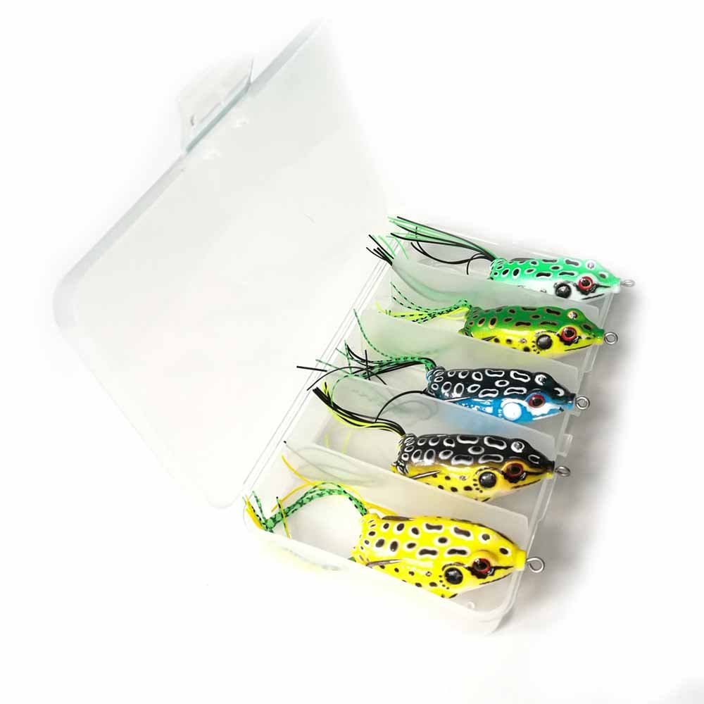 5pcs Frog Lure Ray Frog Topwater Fishing Crankbait Lures/Artificial Soft Bait 5.5CM 8G Soft Tube Bait,Especially for Bass Snakehead,Freshwater Soft Bai Musky Tackle Box Spitted weedless bas
