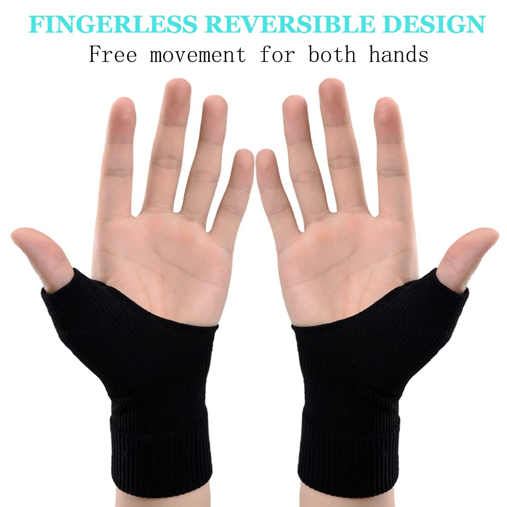 Thumb Wrist Arthritis Gloves (2Pcs), Elastic Compression Sleeves Fingerless Glove with Gel Pad for Arthritis,Tendonitis,Carpal Tunnel,Rheumatoid,Typing, Breathable Compression Gloves for Women & Men