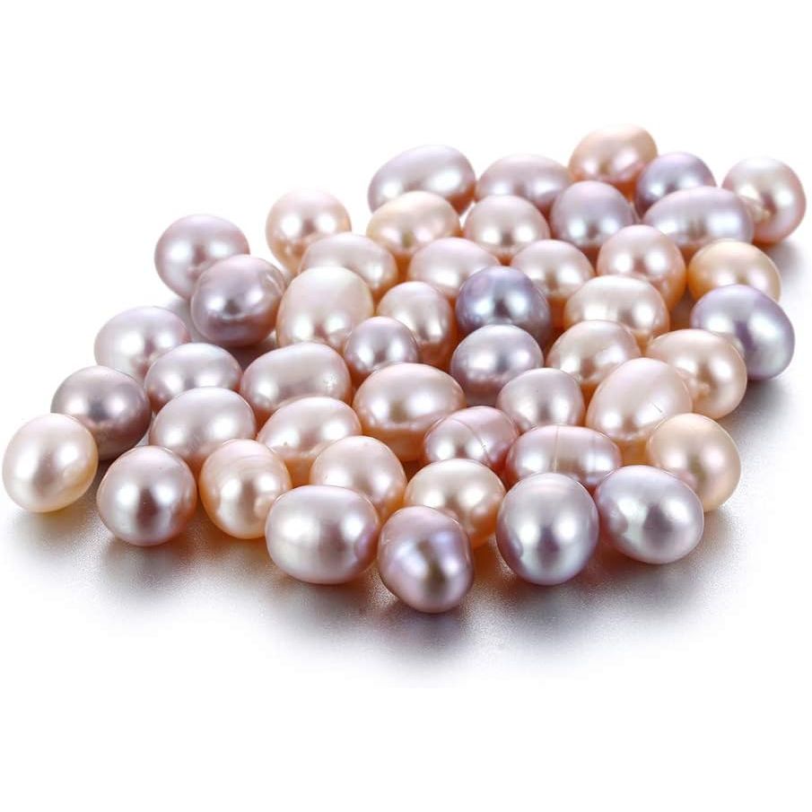 Buy now 50Pcs Freshwater Cultured Pearl, Natural Oval Oyster Pearls Beads, Necklace Bracelet Earring Jewelry Making Supplies, Fun Gift for Women, Pearl Party, No Hole (Around 8mm) at indiglob india